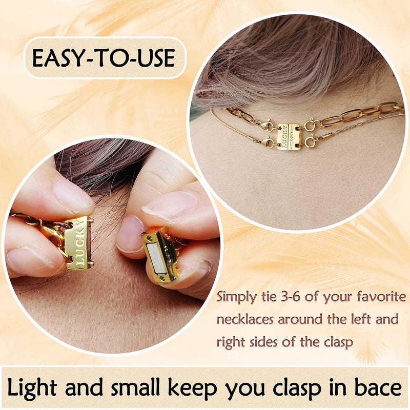 Qulltk Lucky Necklace Separator for Layering Strong Magnetic Clasps, 14K Gold and Silver Multiple Necklace Clasps for Layered Look - Image 2